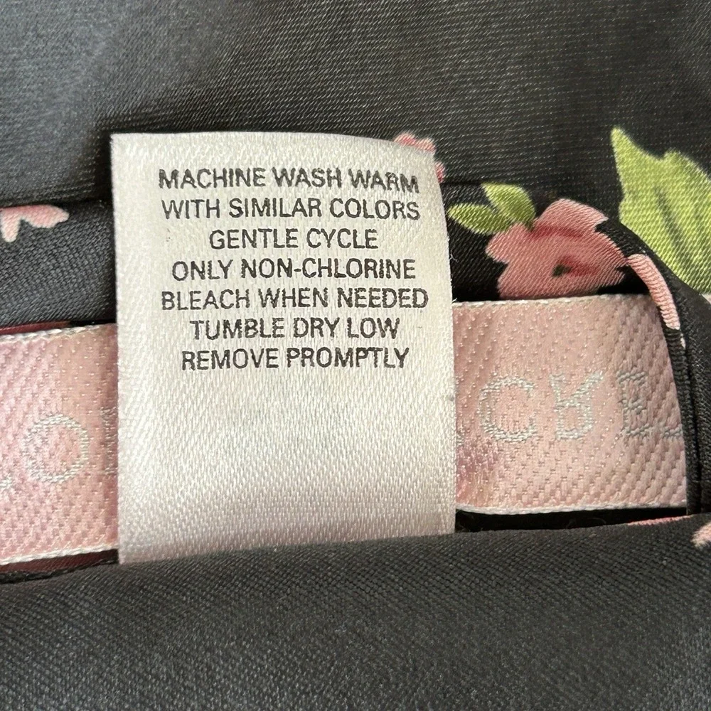 Victorias Secret Floral Silky Robe One Size O/S Y2k Coquette Romantic Mini Black - Picture 12 of 12